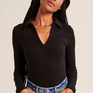 Abercrombie & Fitch long-sleeve v neck collared bodysuit